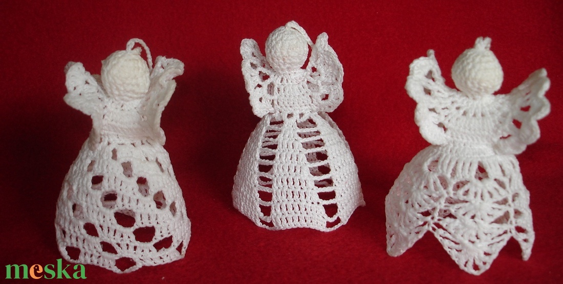 Karácsonyi angyal horgolt fenyő dísz 3 db/garnitúra - karácsony - karácsonyi lakásdekoráció - karácsonyfadíszek - Meska.hu