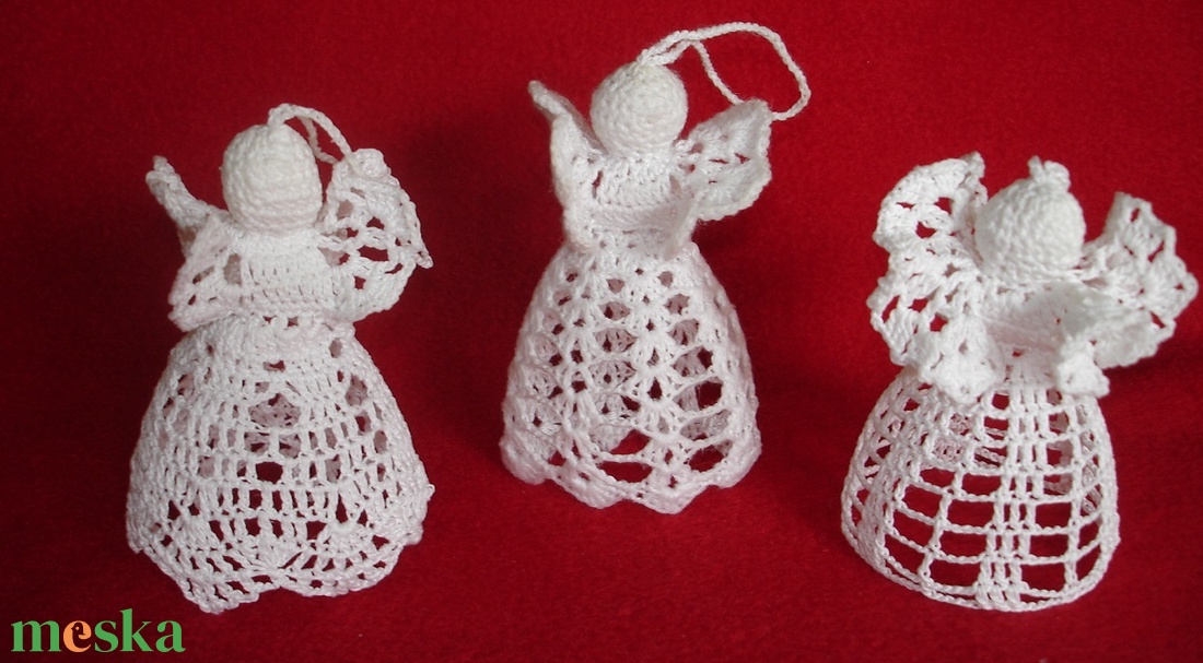 Karácsonyi angyal horgolt fenyő dísz 3 db/garnitúra - karácsony - karácsonyi lakásdekoráció - karácsonyfadíszek - Meska.hu