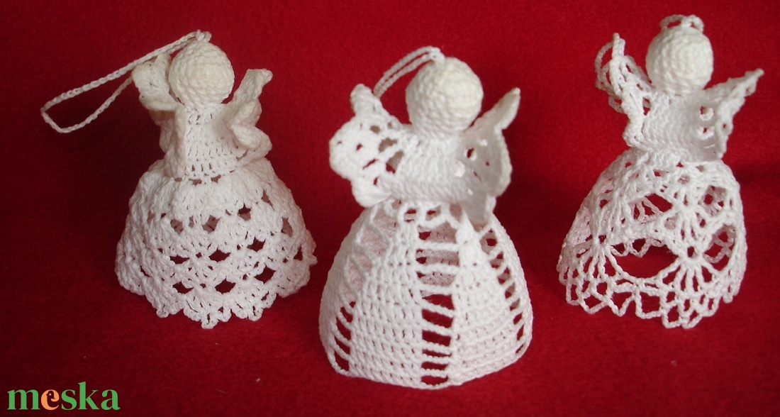 Karácsonyi angyal horgolt fenyő dísz 3 db/garnitúra - karácsony - karácsonyi lakásdekoráció - karácsonyfadíszek - Meska.hu