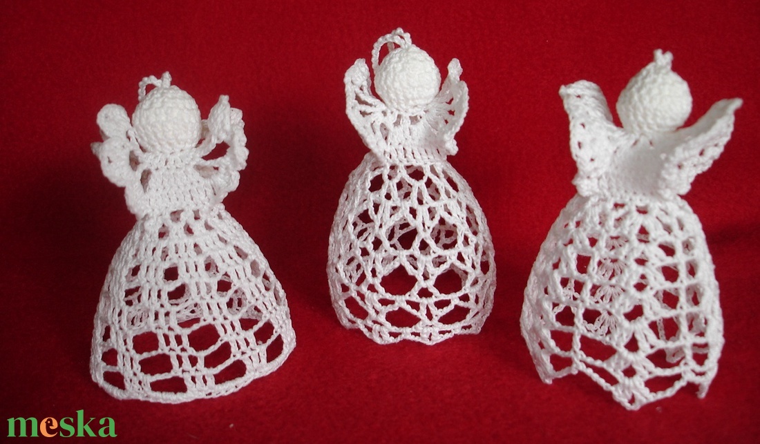 Karácsonyi angyal horgolt fenyő dísz 3 db/garnitúra - karácsony - karácsonyi lakásdekoráció - karácsonyfadíszek - Meska.hu