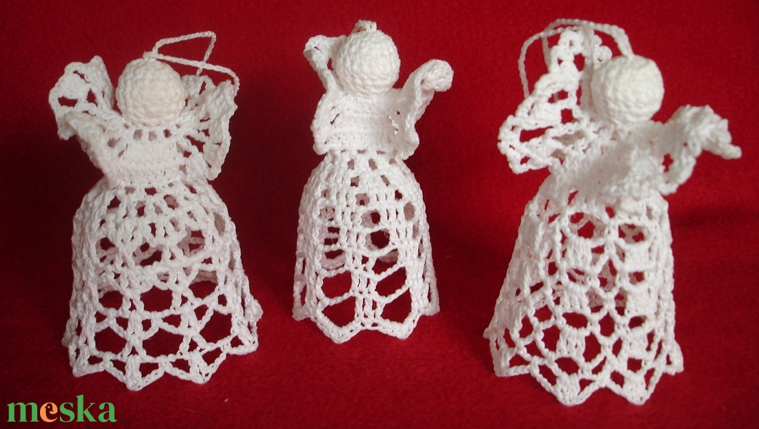 Karácsonyi angyal horgolt fenyő dísz 3 db/garnitúra - karácsony - karácsonyi lakásdekoráció - karácsonyfadíszek - Meska.hu
