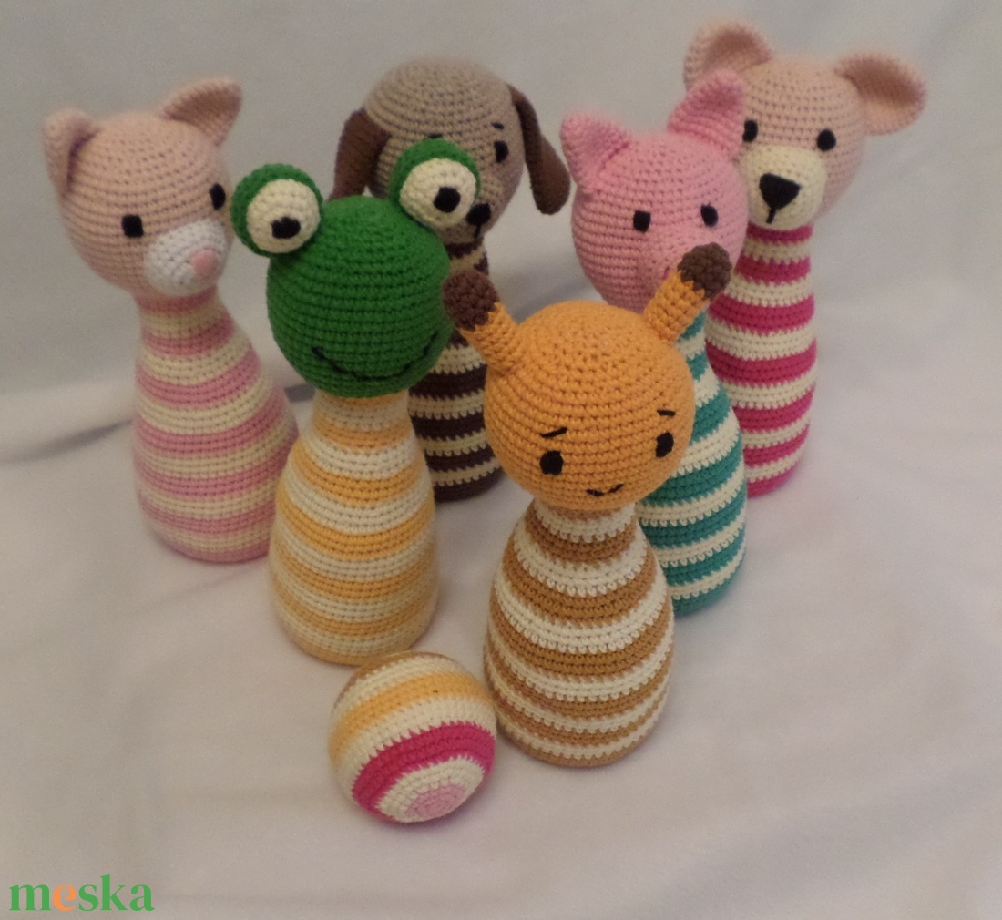 Állat figurás bowling bábuk labdával ügyességi babajáték amigurumi figurákkal - játék & sport - készségfejlesztő és logikai játék - oktató játékok - Meska.hu Állat figurás bowling bábuk labdával ügyességi babajáték amigurumi figurákkal - játék & sport - készségfejlesztő és logikai játék - oktató játékok - Meska.hu