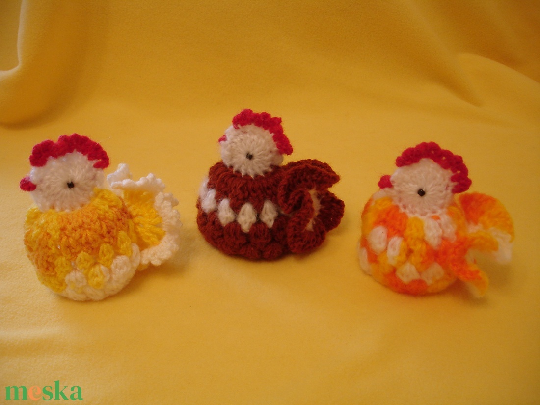 Húsvét horgolt csibe 3 db/ garnitúra - otthon & életmód - dekoráció - asztal és polc dekoráció - asztaldísz - Meska.hu