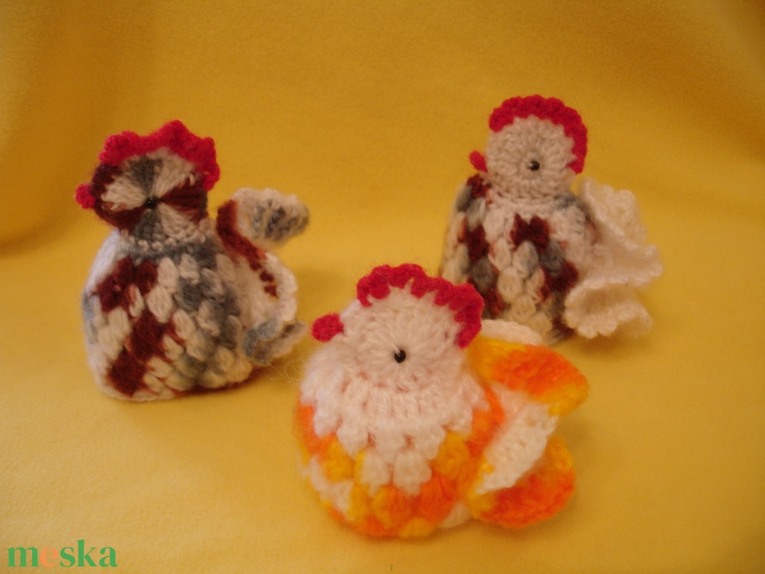 Húsvét horgolt csibe 3 db/ garnitúra - otthon & életmód - dekoráció - asztal és polc dekoráció - asztaldísz - Meska.hu