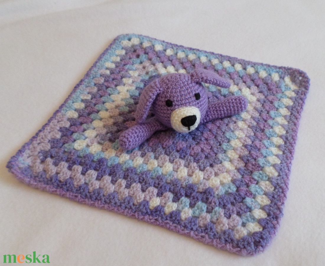 Szundikendő, babarongyi  kutya amigurumi figurával - játék & sport - 3 éves kor alattiaknak - alvóka & rongyi - Meska.hu