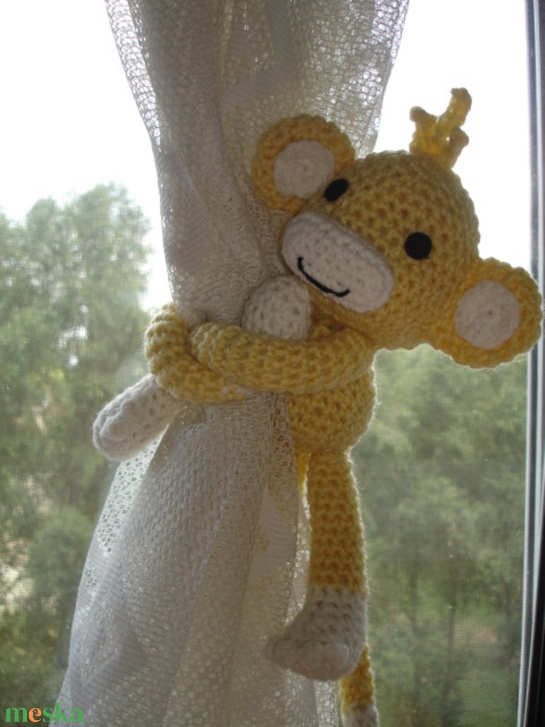 Függöny összekötő horgolt játékfigura majom - otthon & életmód - lakástextil - függöny és kiegészítő - függöny elkötő - Meska.hu