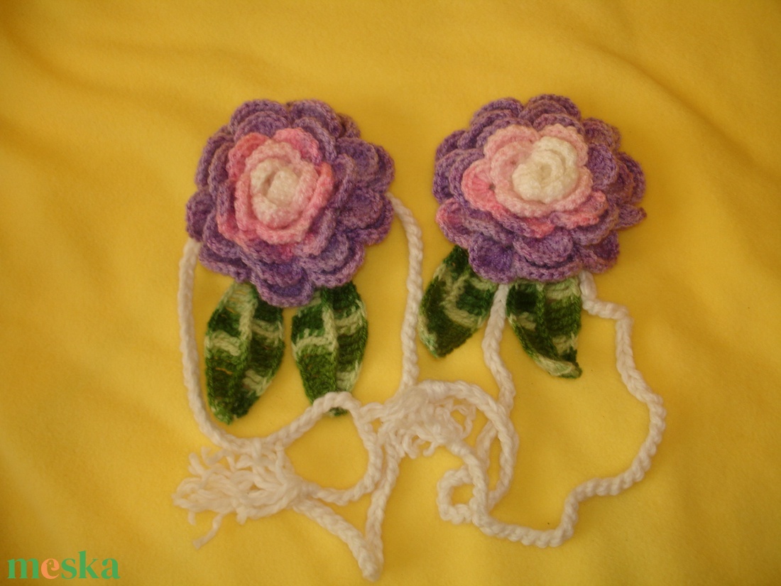 Függönyfogó horgolt rózsa -függöny összekötő - otthon & életmód - lakástextil - függöny és kiegészítő - függöny elkötő - Meska.hu