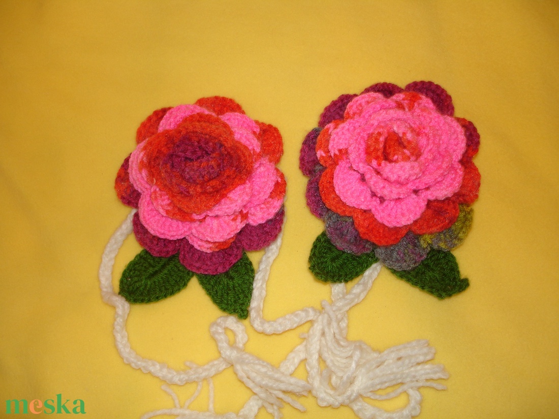 Függönyfogó horgolt rózsa -függöny összekötő - otthon & életmód - lakástextil - függöny és kiegészítő - függöny elkötő - Meska.hu