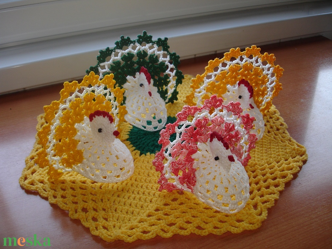 Húsvét horgolt tyúk 3 db - otthon & életmód - dekoráció - asztal és polc dekoráció - asztaldísz - Meska.hu