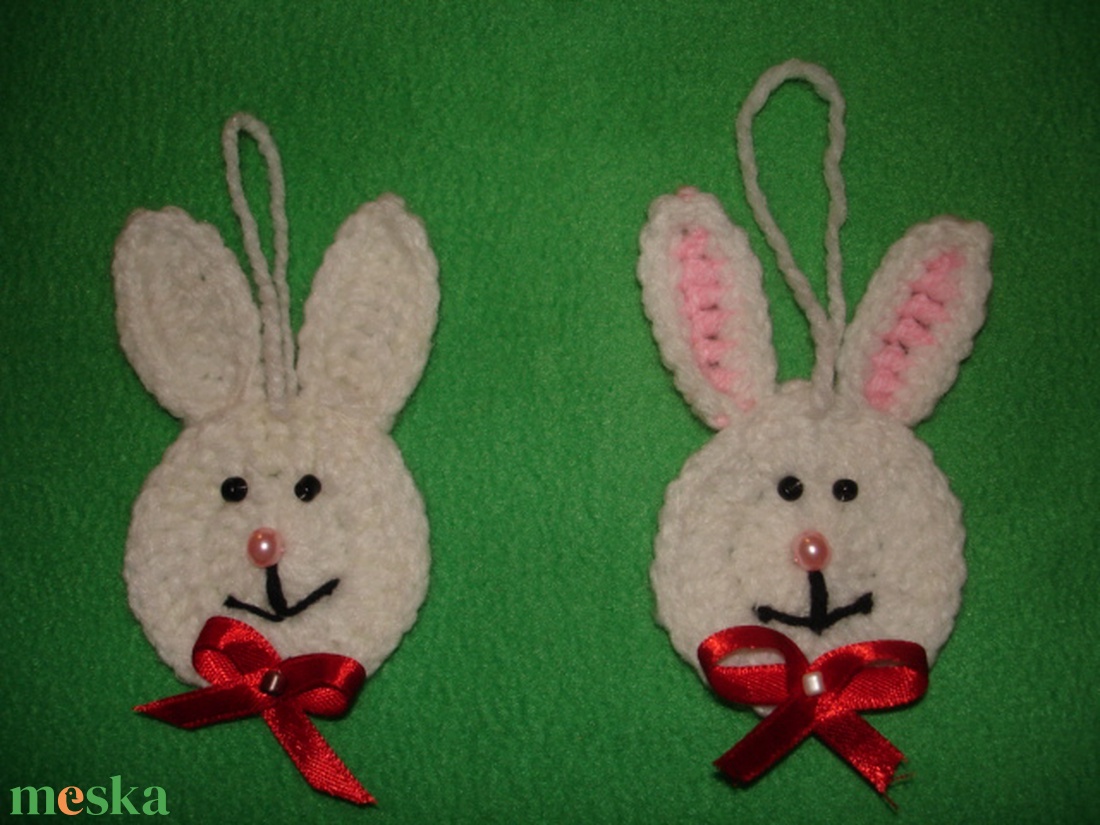 Nyuszi fej horgolt 2 db - otthon & életmód - dekoráció - asztal és polc dekoráció - asztaldísz - Meska.hu