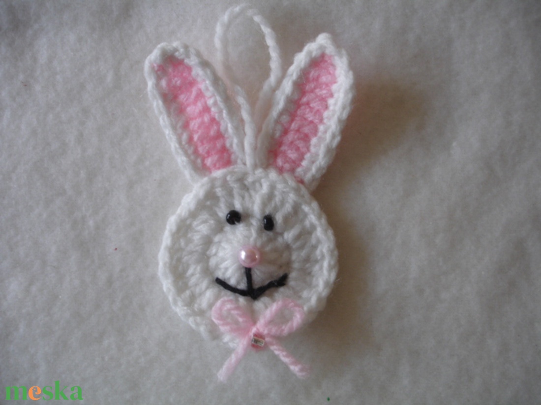 Nyuszi fej horgolt  - ünnepi díszek, dekorációk - húsvéti díszek és dekorációk - Meska.hu