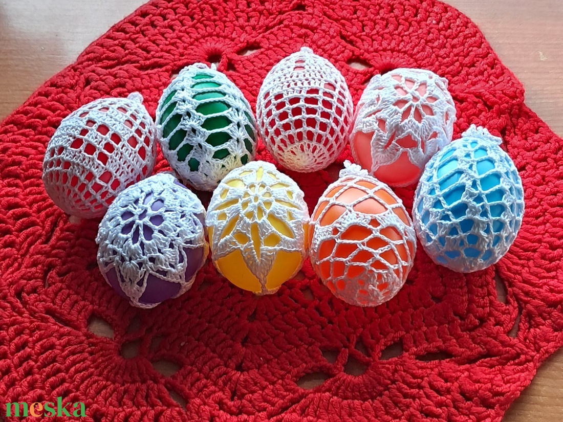 Húsvét horgolt tojás 6 cm - ünnepi díszek, dekorációk - húsvéti díszek és dekorációk - húsvéti tojás, hímestojás - Meska.hu