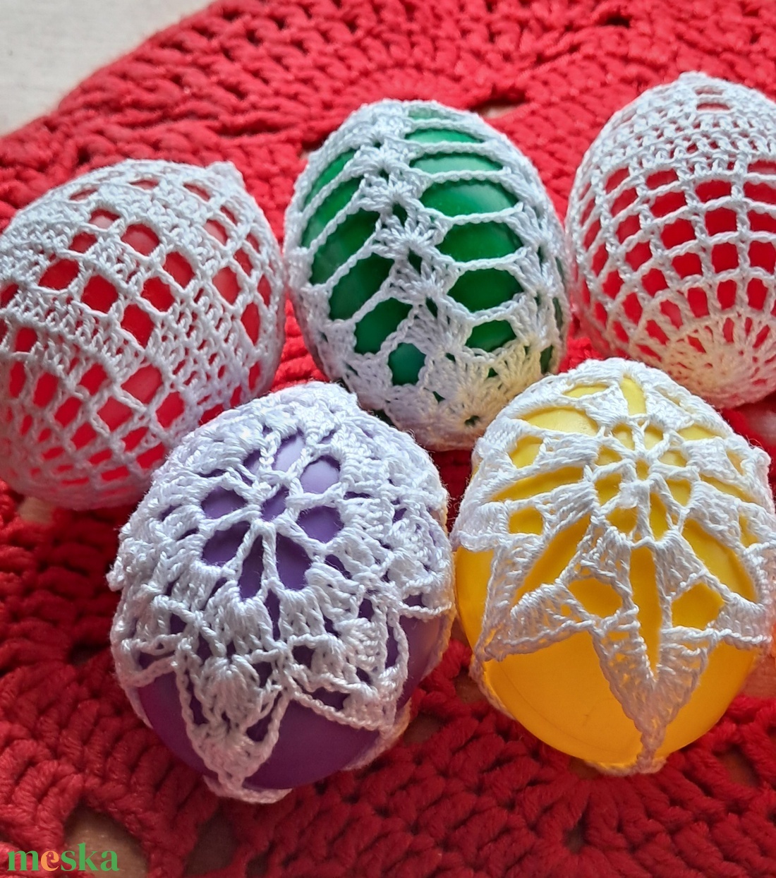 Húsvét horgolt tojás 6 cm - ünnepi díszek, dekorációk - húsvéti díszek és dekorációk - húsvéti tojás, hímestojás - Meska.hu