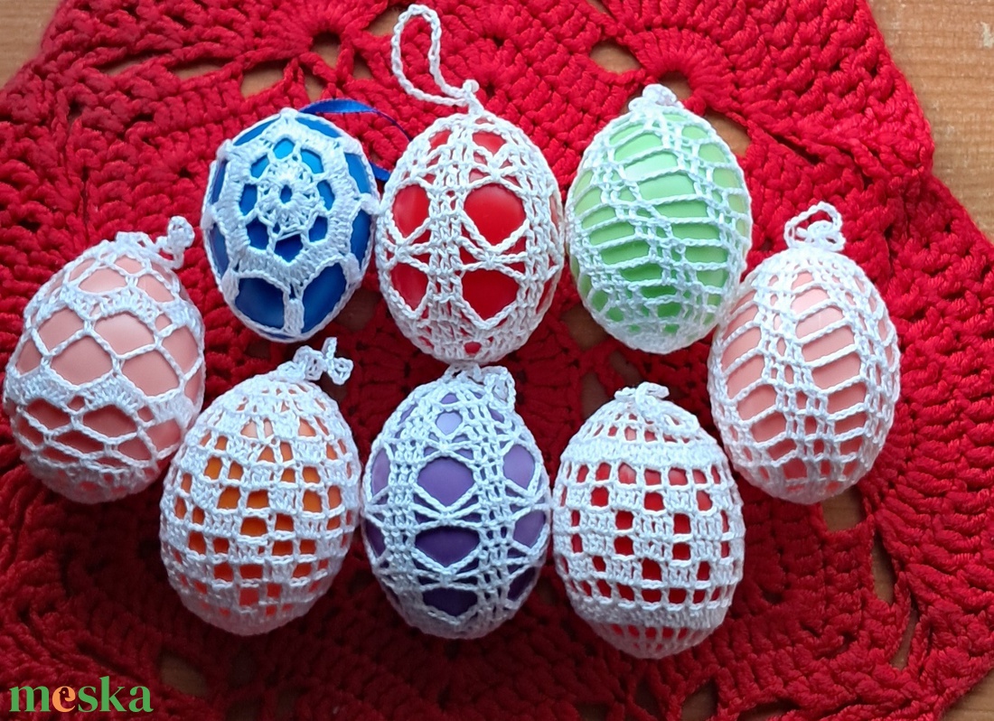 Húsvét horgolt tojás 6 cm - ünnepi díszek, dekorációk - húsvéti díszek és dekorációk - húsvéti tojás, hímestojás - Meska.hu