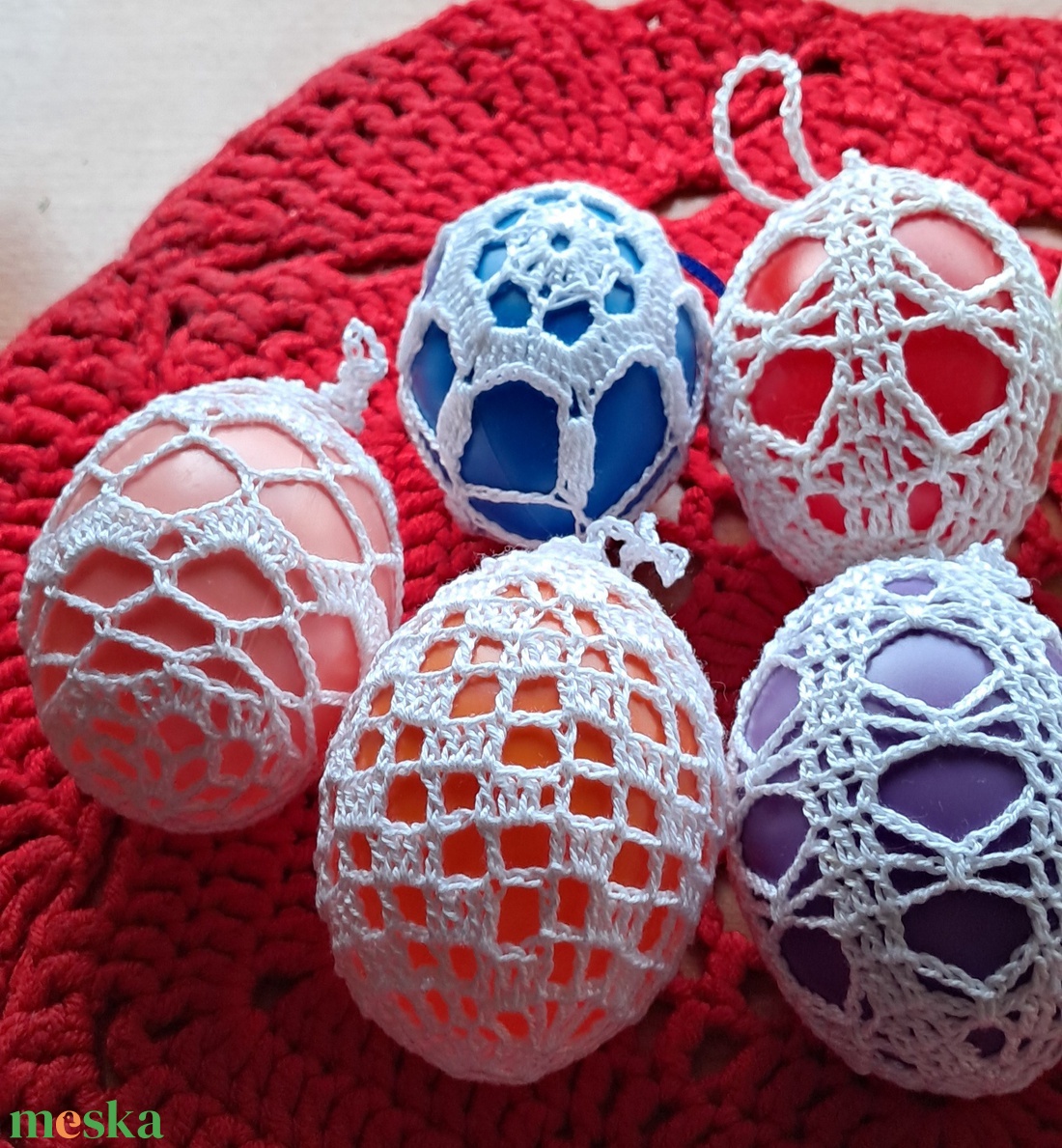 Húsvét horgolt tojás 6 cm - ünnepi díszek, dekorációk - húsvéti díszek és dekorációk - húsvéti tojás, hímestojás - Meska.hu