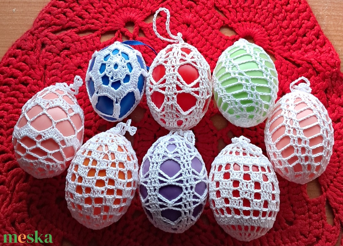 Húsvét horgolt tojás 6 cm - ünnepi díszek, dekorációk - húsvéti díszek és dekorációk - húsvéti tojás, hímestojás - Meska.hu