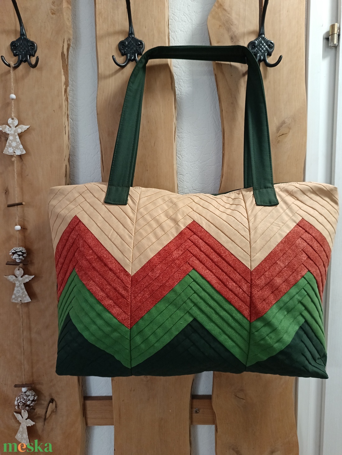 Ikrek (zöld) - táska & tok - kézitáska & válltáska - nagy pakolós táska - Meska.hu