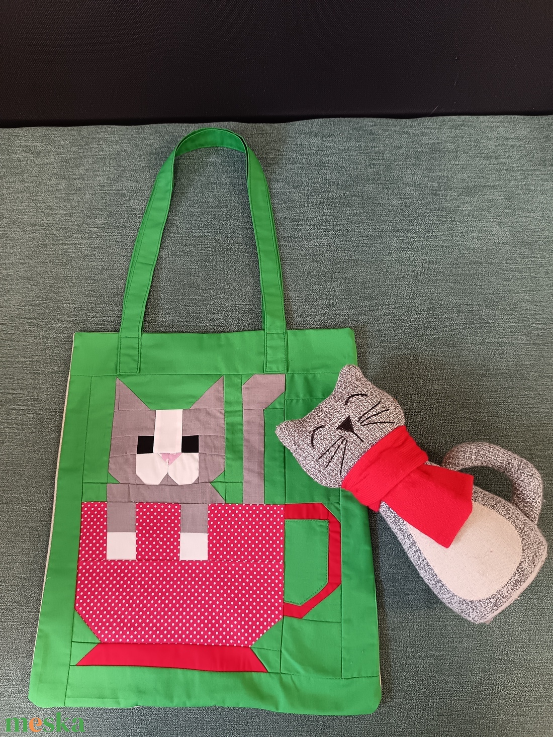 Csészike (cicás táska) - táska & tok - kézitáska & válltáska - válltáska - Meska.hu