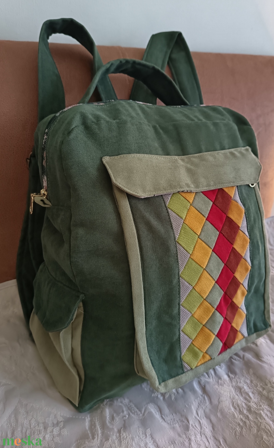 Kockacsoda (zöld hátizsák) - táska & tok - hátizsák - hátizsák - Meska.hu