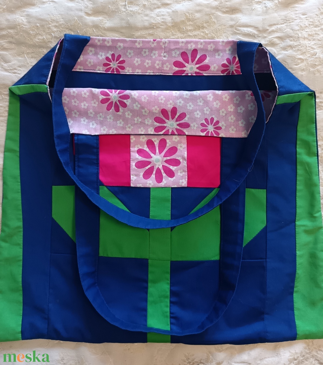 Virágos bevásárló - táska & tok - bevásárlás & shopper táska - shopper, textiltáska, szatyor - Meska.hu