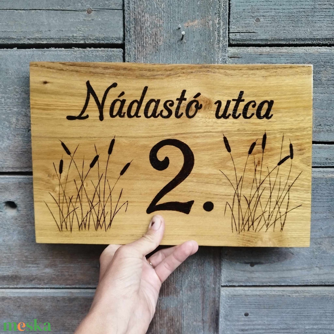 Egyedi fa házszámtábla - nádas grafikával - otthon & életmód - ház & kert - házszám - Meska.hu Egyedi fa házszámtábla - nádas grafikával - otthon & életmód - ház & kert - házszám - Meska.hu