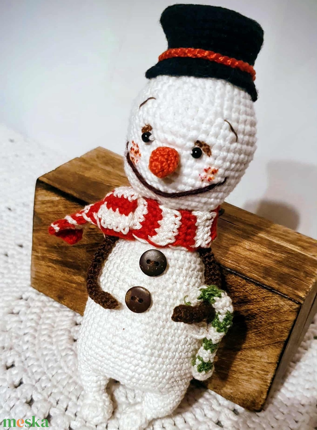 Hóember horgolva - karácsony - karácsonyi lakásdekoráció - karácsonyi manók, figurák - Meska.hu