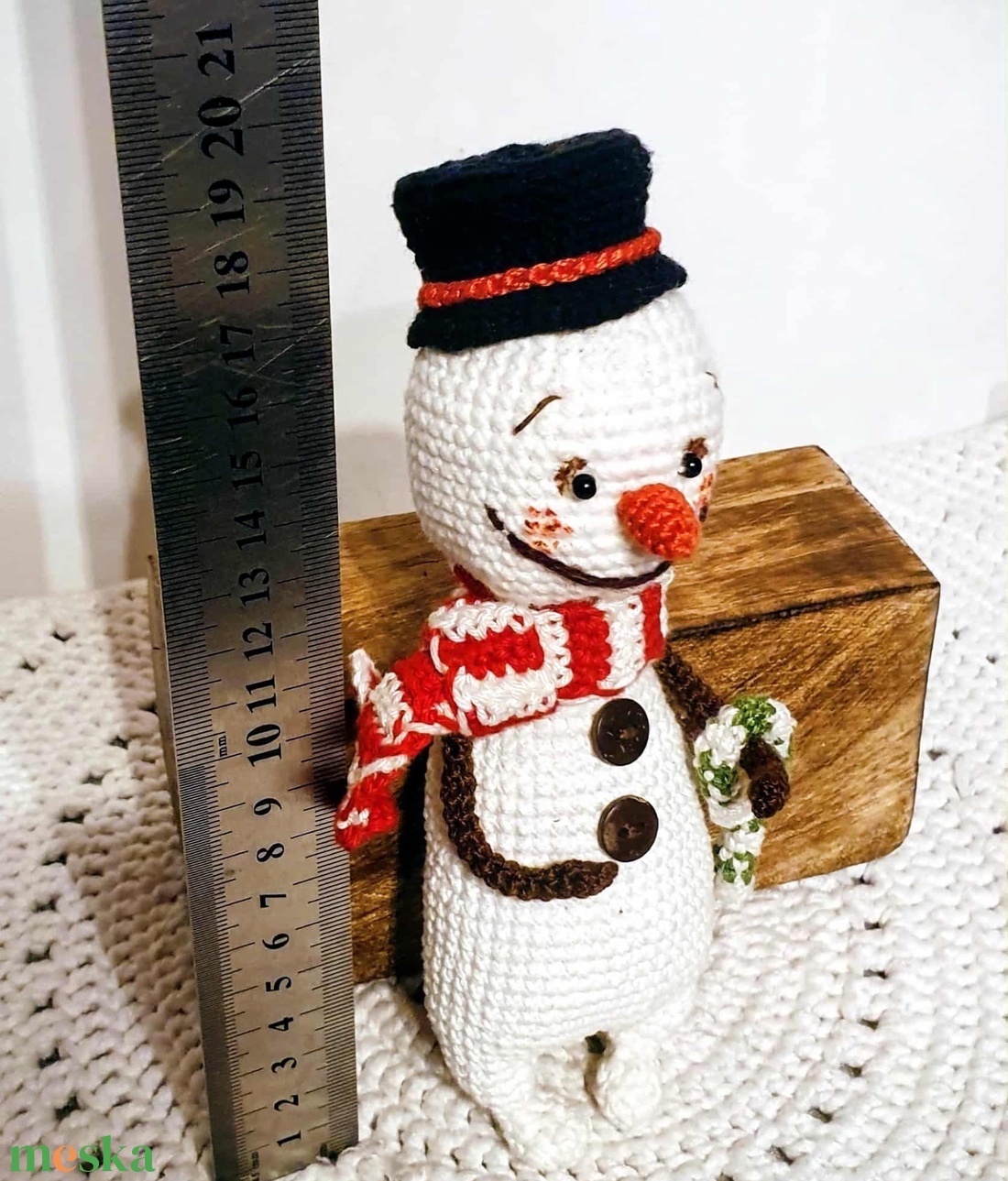 Hóember horgolva - karácsony - karácsonyi lakásdekoráció - karácsonyi manók, figurák - Meska.hu