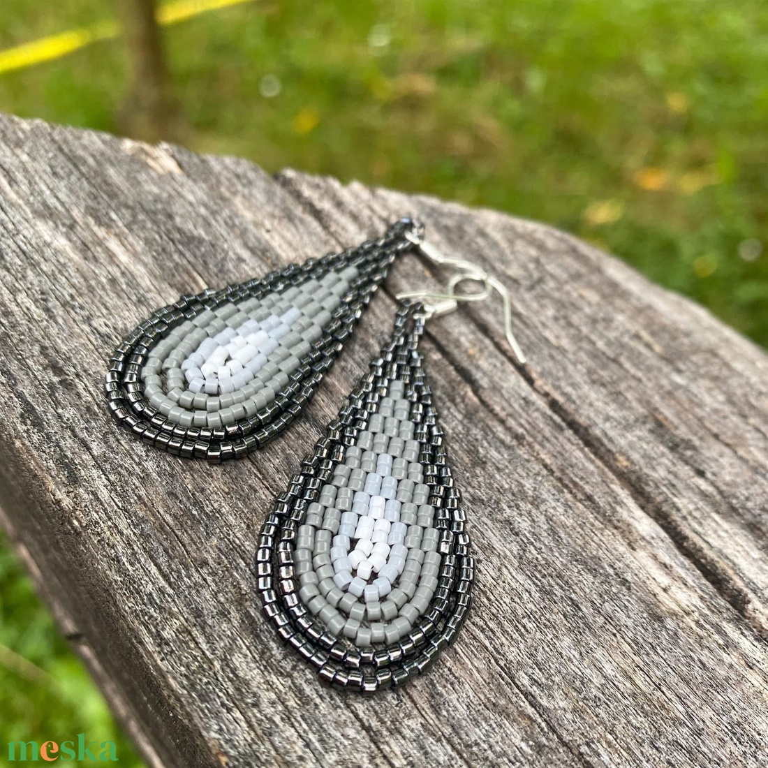  Zsuwel Füstszürke DROP fülbevaló - ékszer - fülbevaló - lógó fülbevaló - Meska.hu