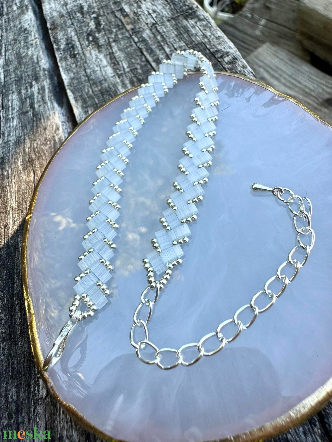 Zsuwel világoskék-ezüst KARKÖTŐ kollekció - ékszer - karkötő - gyöngyös karkötő - Meska.hu