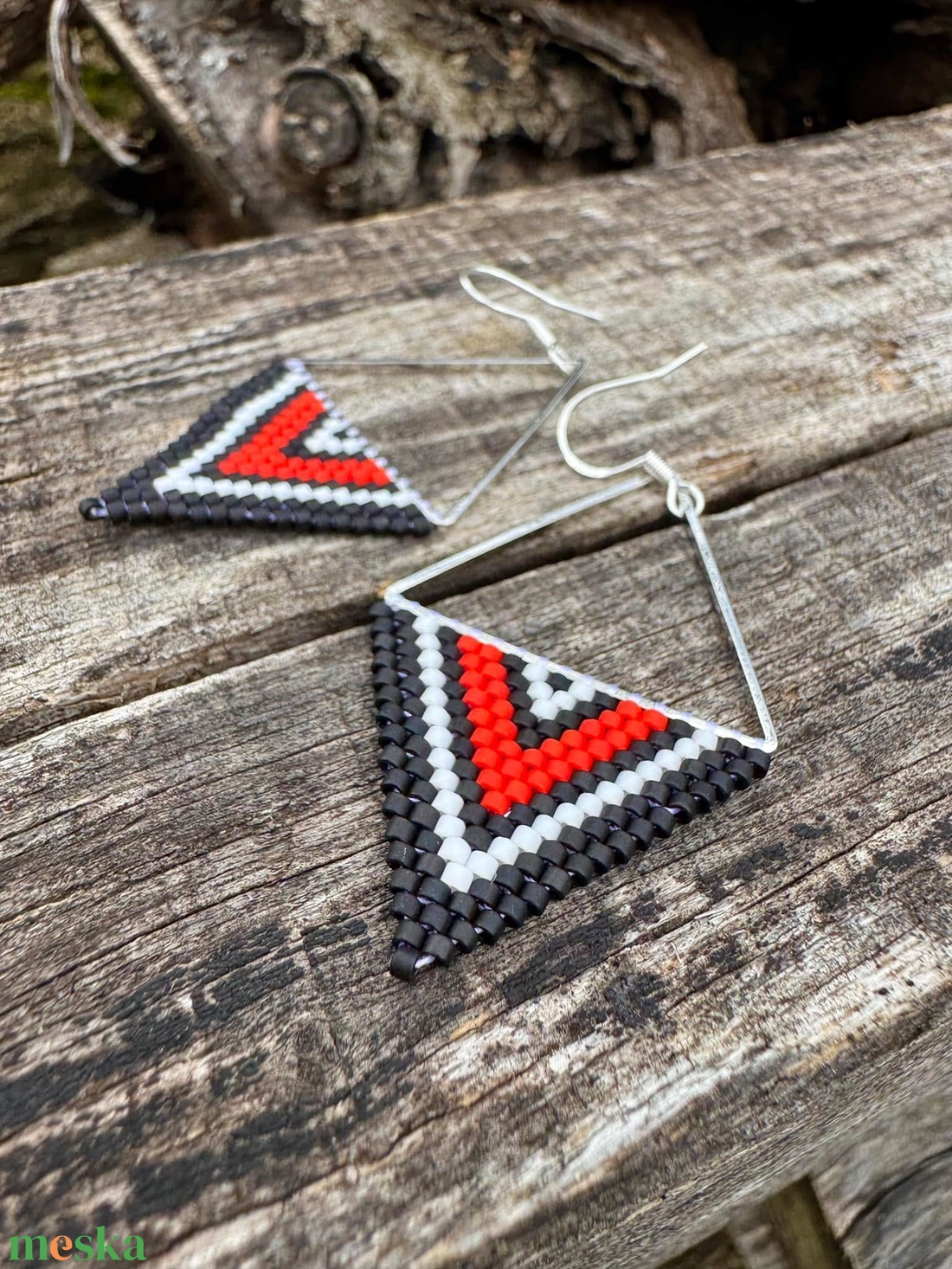 Zsuwel Fekete-piros SWING fülbevaló - ékszer - fülbevaló - lógó fülbevaló - Meska.hu