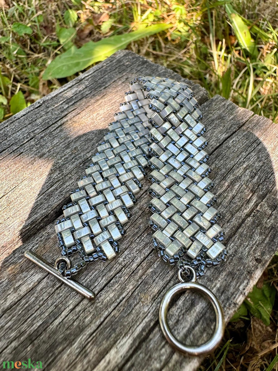 Zsuwel Szürke extra KARKÖTŐ  - ékszer - karkötő - gyöngyös karkötő - Meska.hu