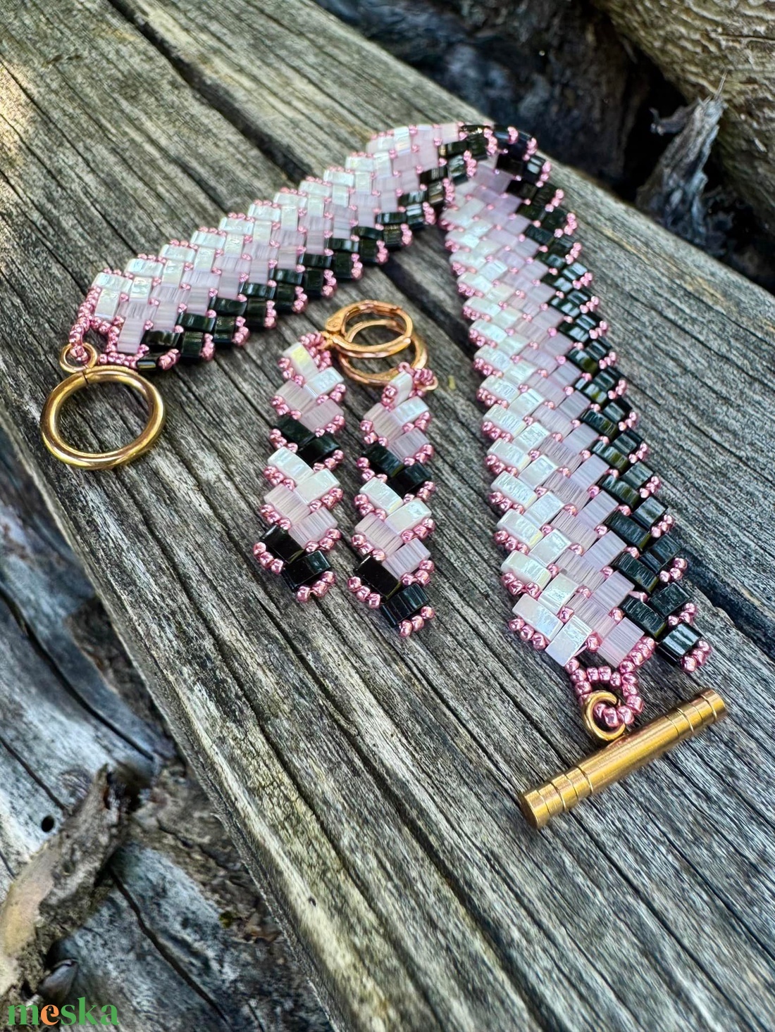 Zsuwel Rosegold ékszerszett - ékszer - karkötő - gyöngyös karkötő - Meska.hu