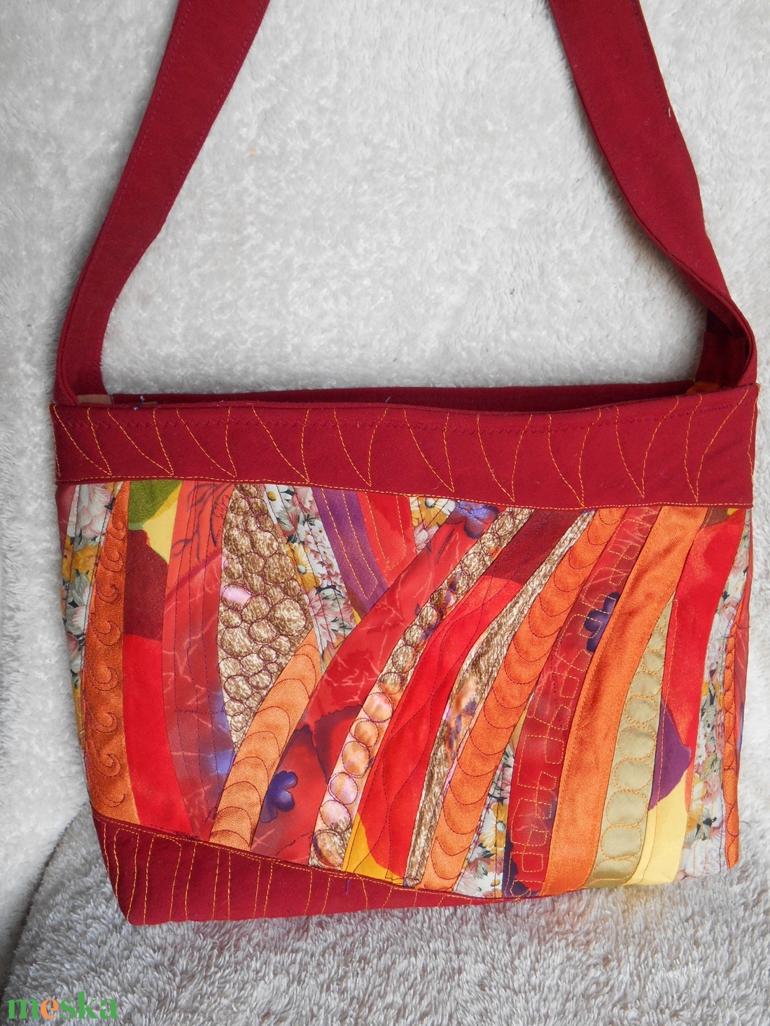 Napsugár táska /sárga-meggypiros válltáska /Tavaszköszöntő válltáska - táska & tok - kézitáska & válltáska - válltáska - Meska.hu