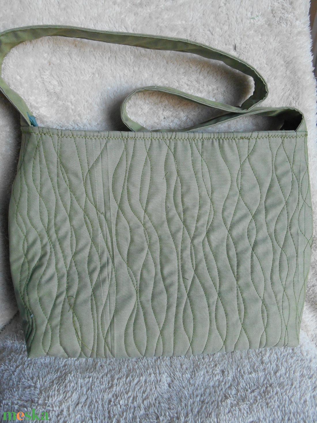 Tavaszi válltáska / zöld táska / cérnarajzos zöld táska - táska & tok - kézitáska & válltáska - válltáska - Meska.hu