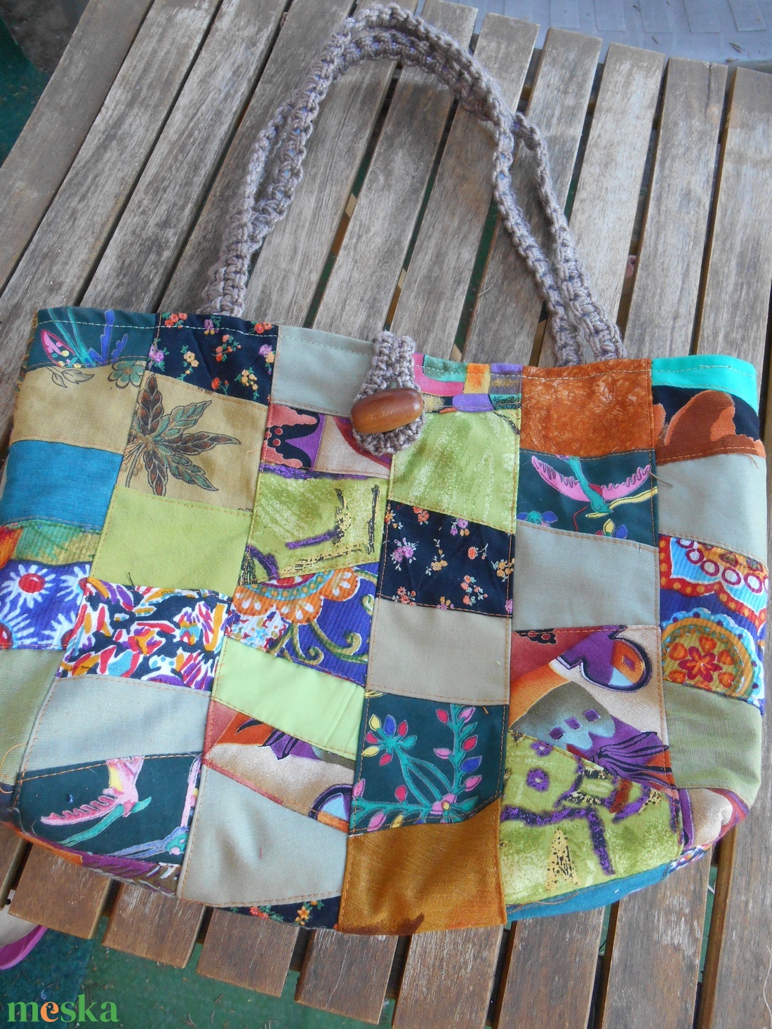 Zöldes mozaik táska / patchwork szatyor / Zero Waste - táska & tok - kézitáska & válltáska - kézitáska - Meska.hu Zöldes mozaik táska / patchwork szatyor / Zero Waste - táska & tok - kézitáska & válltáska - kézitáska - Meska.hu