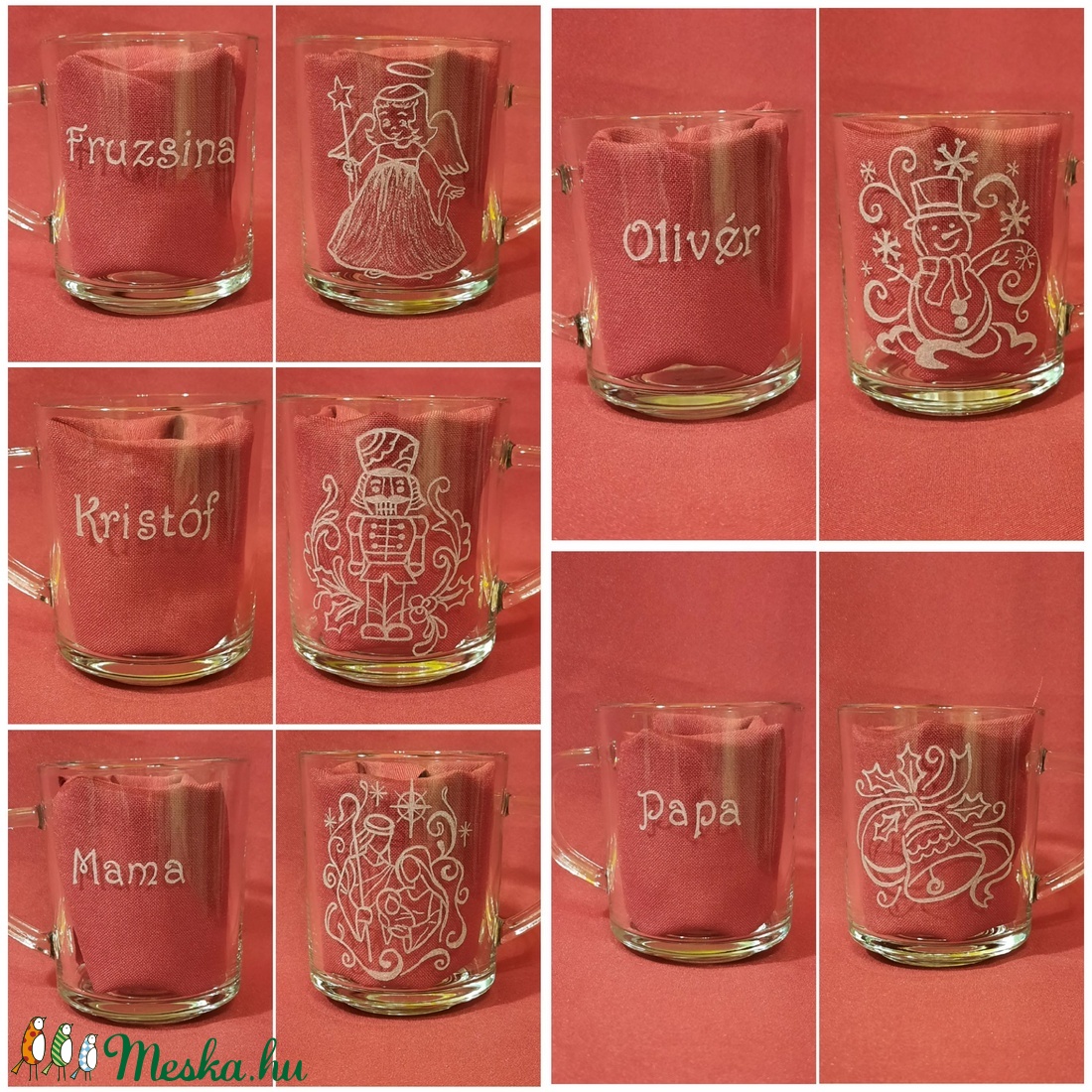 Gravírozott poharak - otthon & életmód - konyhafelszerelés, tálalás - Meska.hu