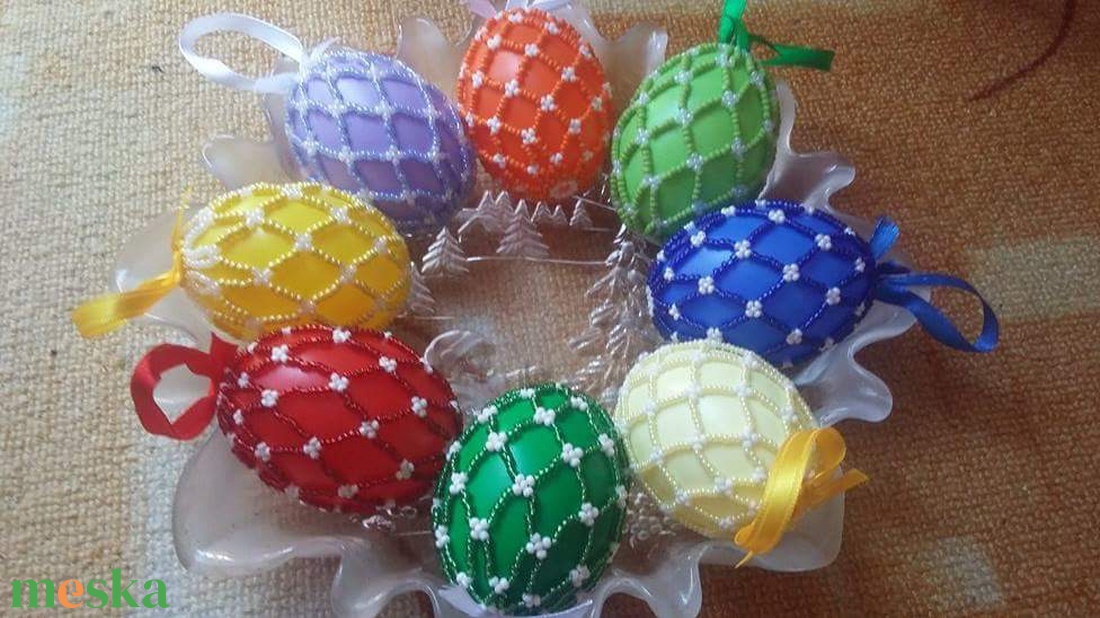 Gyöngyös tojások 2 - otthon & életmód - dekoráció - dísztárgy - Meska.hu