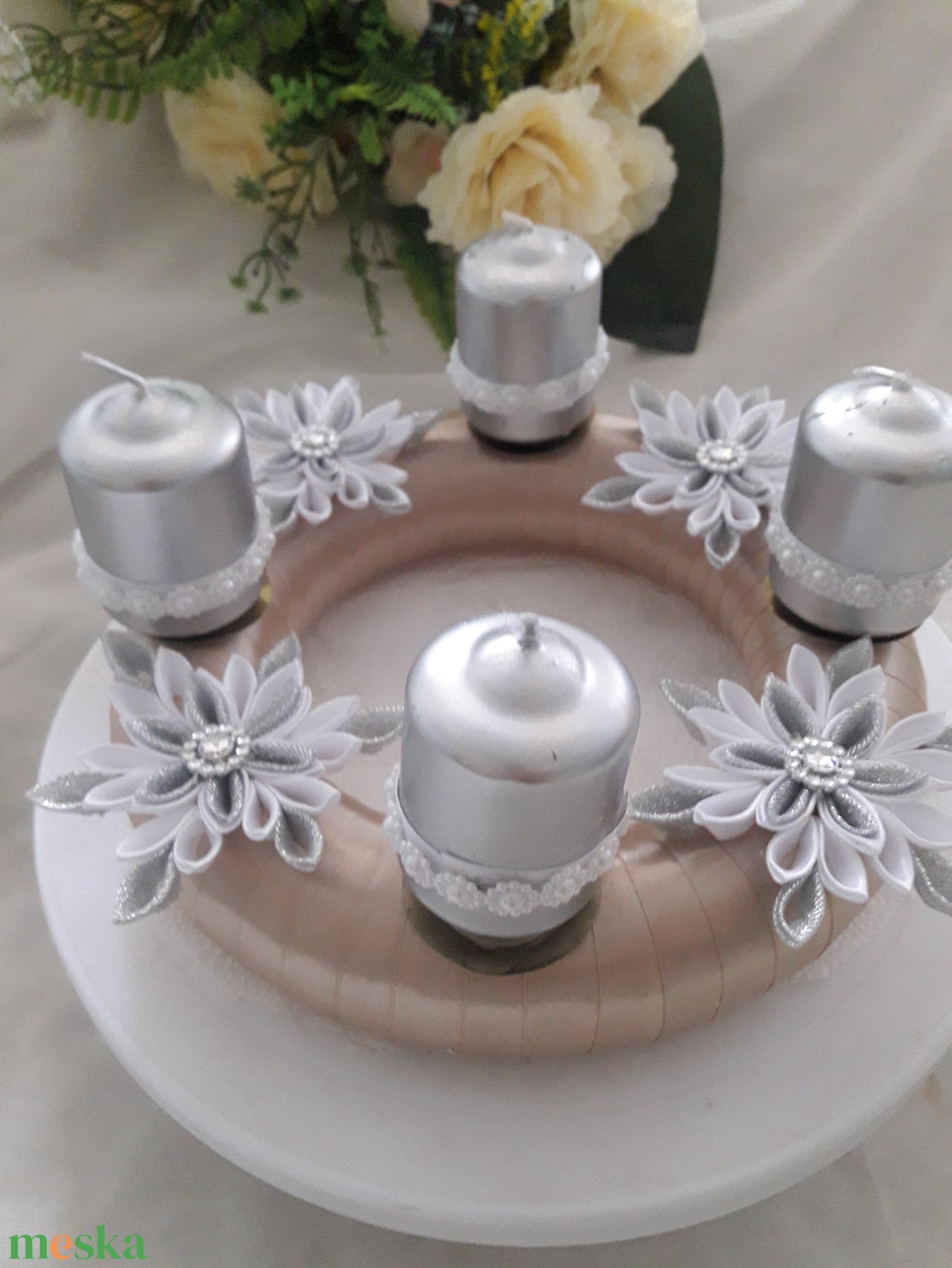 Kanzashi asztaldísz - karácsony, ünnep - karácsony - adventi díszek - adventi asztaldísz - Meska.hu Kanzashi asztaldísz - karácsony, ünnep - karácsony - adventi díszek - adventi asztaldísz - Meska.hu