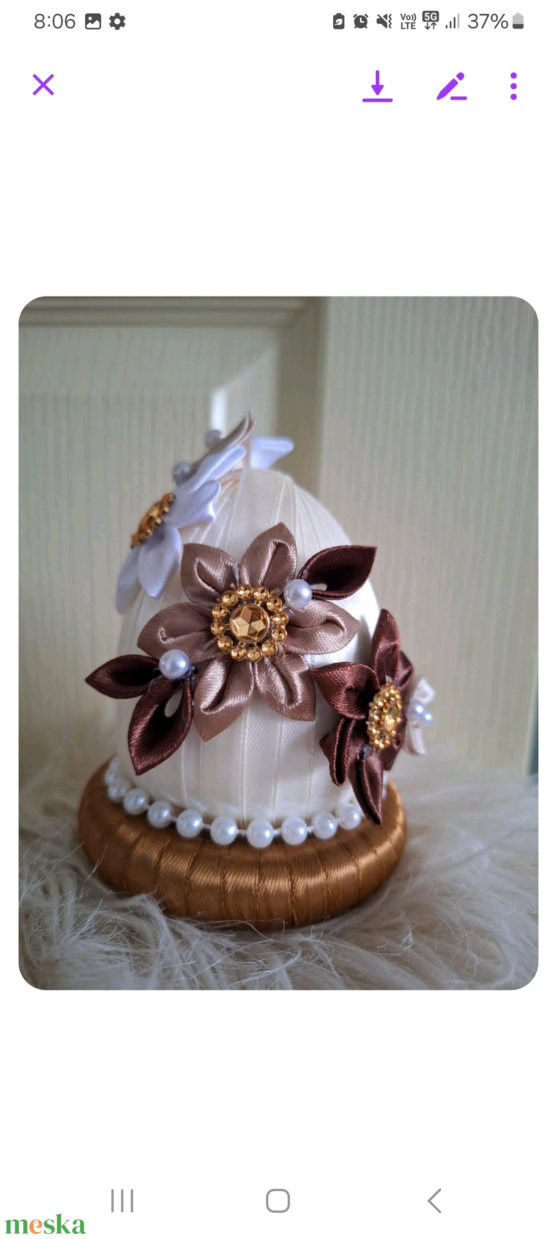 Kanzashi tojás dekoráció - otthon & életmód - dekoráció - asztal és polc dekoráció - asztaldísz - Meska.hu