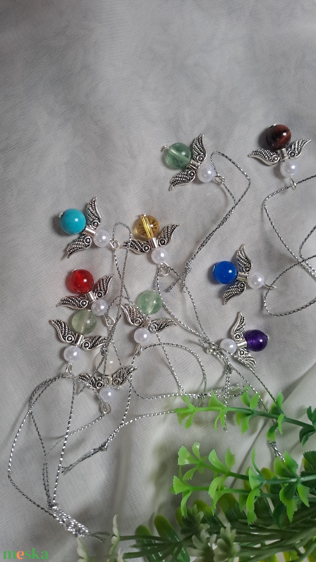 Vegyes  ásványgyöngy angyalka - karácsony- ünnep - meglepetés - otthon & életmód - dekoráció - fali és függő dekoráció - függődísz - Meska.hu