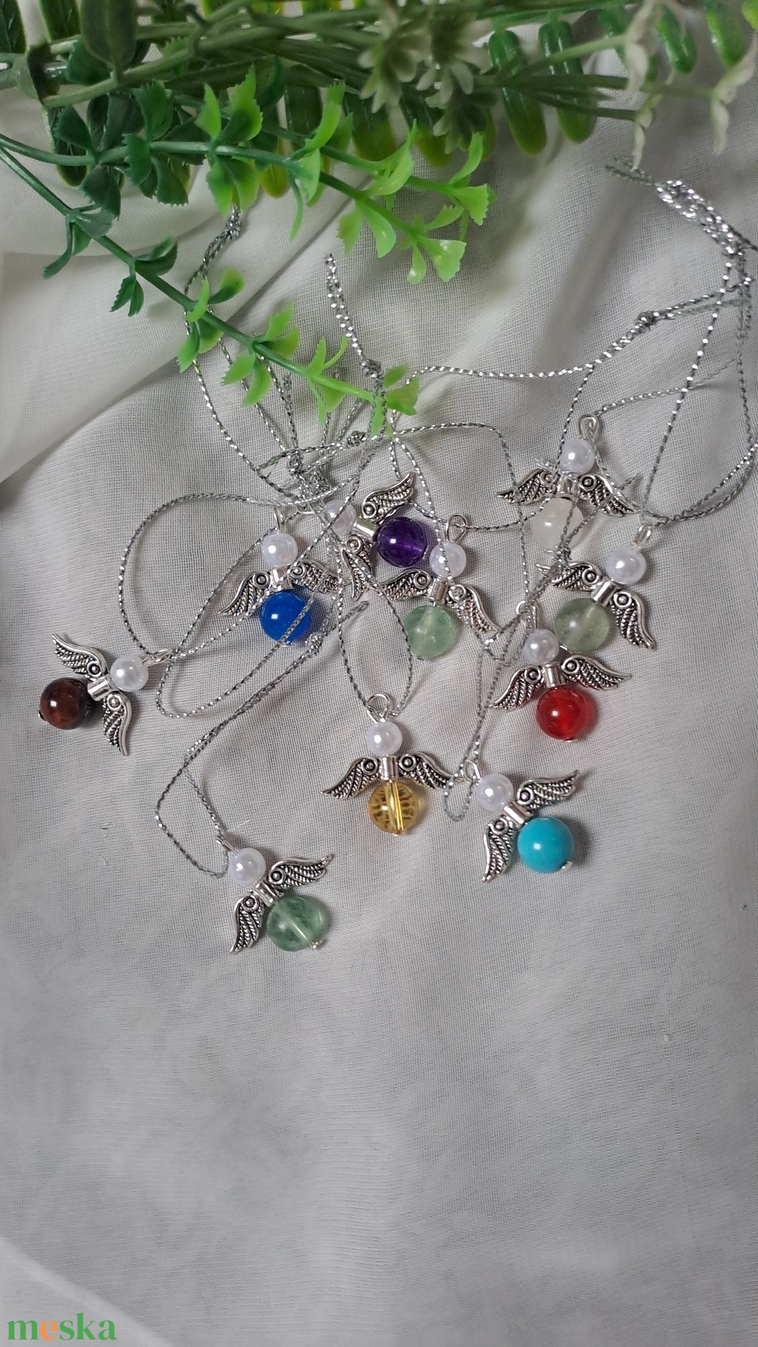 Vegyes  ásványgyöngy angyalka - karácsony- ünnep - meglepetés - otthon & életmód - dekoráció - fali és függő dekoráció - függődísz - Meska.hu