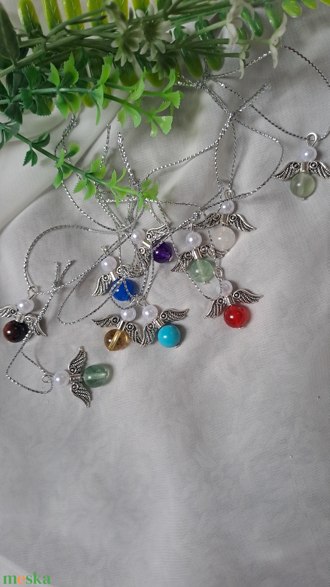 Vegyes  ásványgyöngy angyalka - karácsony- ünnep - meglepetés - otthon & életmód - dekoráció - fali és függő dekoráció - függődísz - Meska.hu