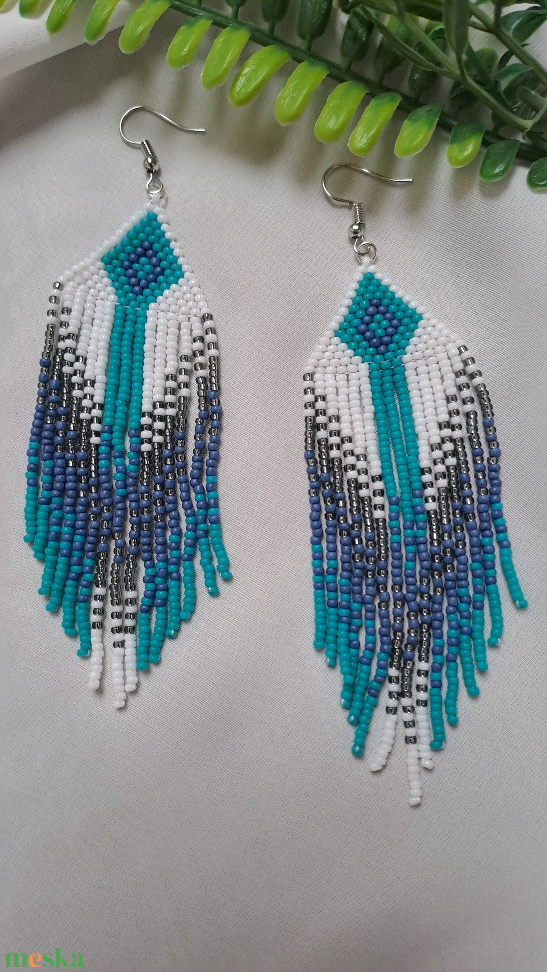 Tűrkiz - kék lógós fülbevaló - ékszer - fülbevaló - lógó fülbevaló - Meska.hu