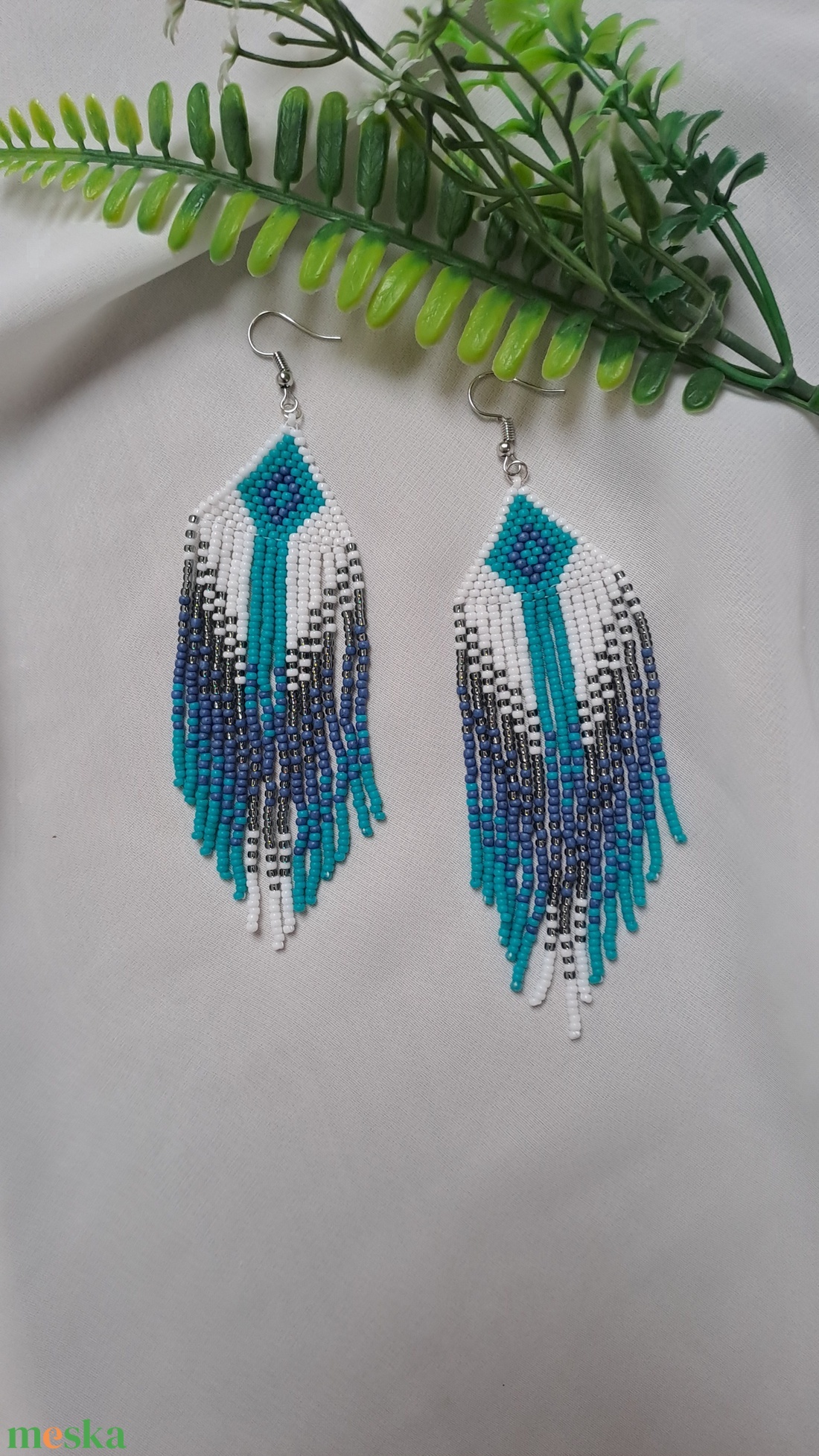 Tűrkiz - kék lógós fülbevaló - ékszer - fülbevaló - lógó fülbevaló - Meska.hu