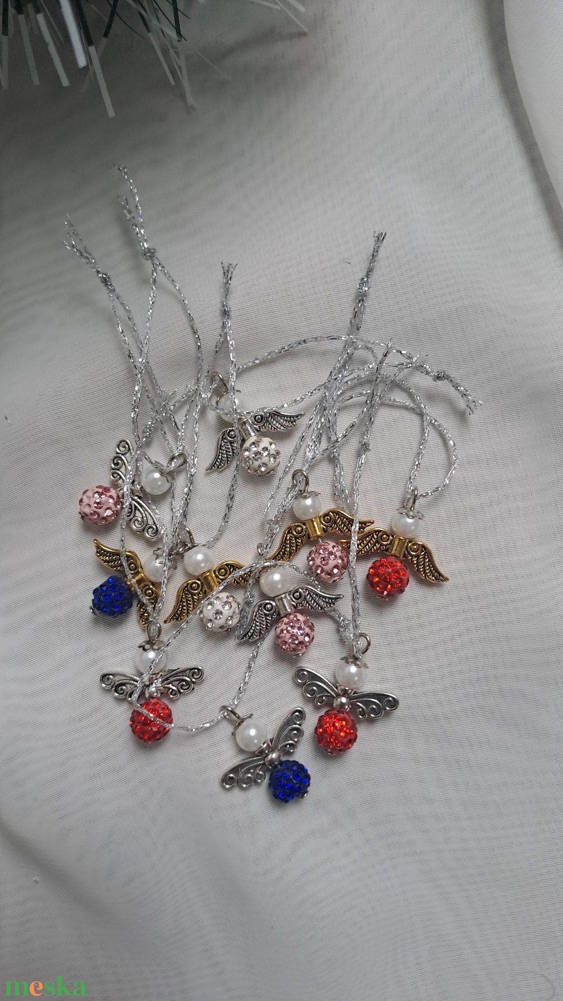 Vegyes shamballa  karácsonyi angyalkák - karácsony - karácsonyi ajándékozás - karácsonyi képeslap, üdvözlőlap, ajándékkísérő - Meska.hu