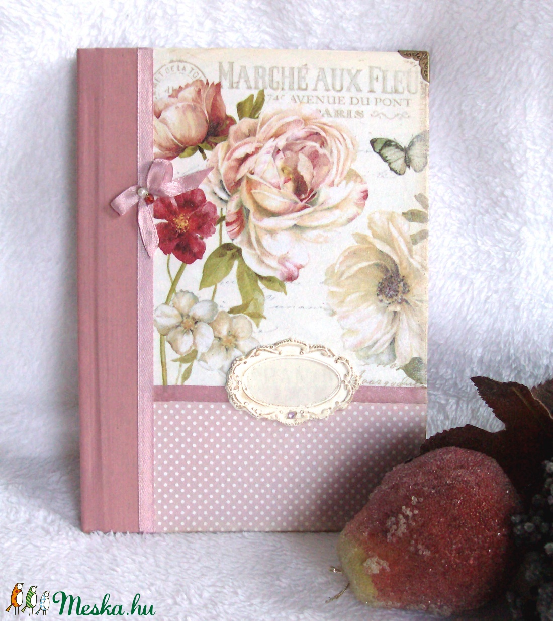 Rózsás Vintage napló - otthon & lakás - papír írószer - jegyzetfüzet & napló - Meska.hu