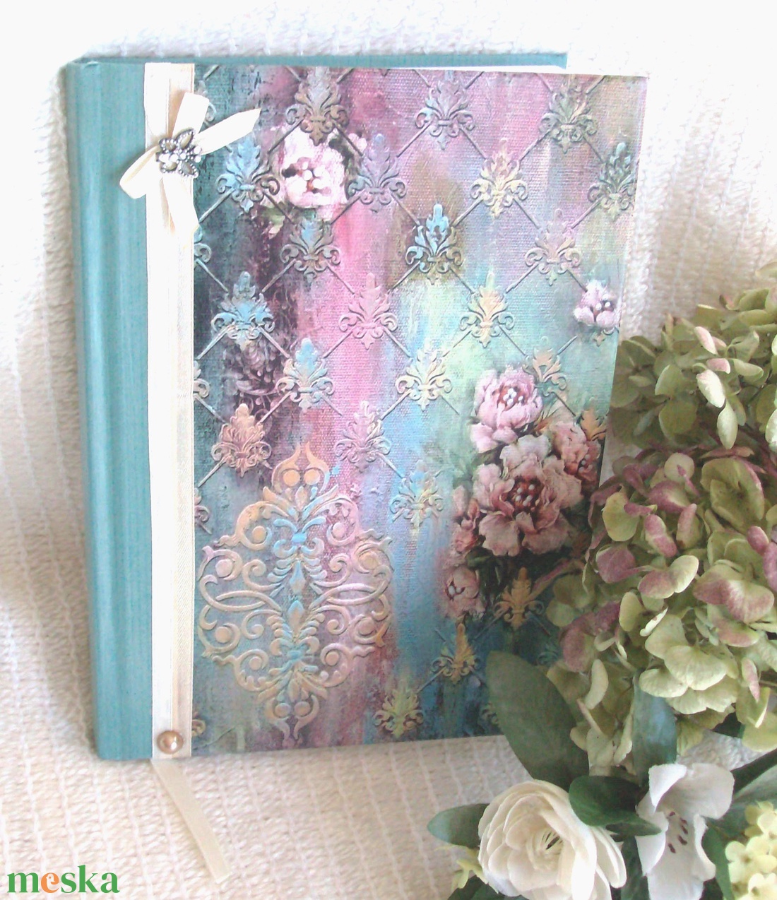 EMLÉKKÖNYV - Türkiz -rózsaszin - otthon & életmód - papír, írószer - jegyzetfüzet & napló - Meska.hu