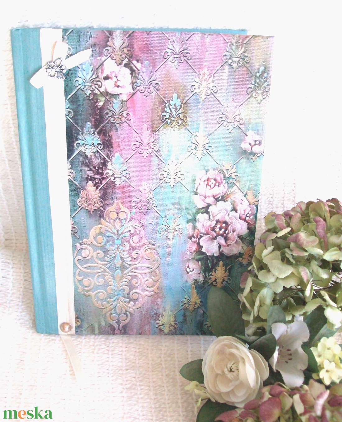 EMLÉKKÖNYV - Türkiz -rózsaszin - otthon & életmód - papír, írószer - jegyzetfüzet & napló - Meska.hu
