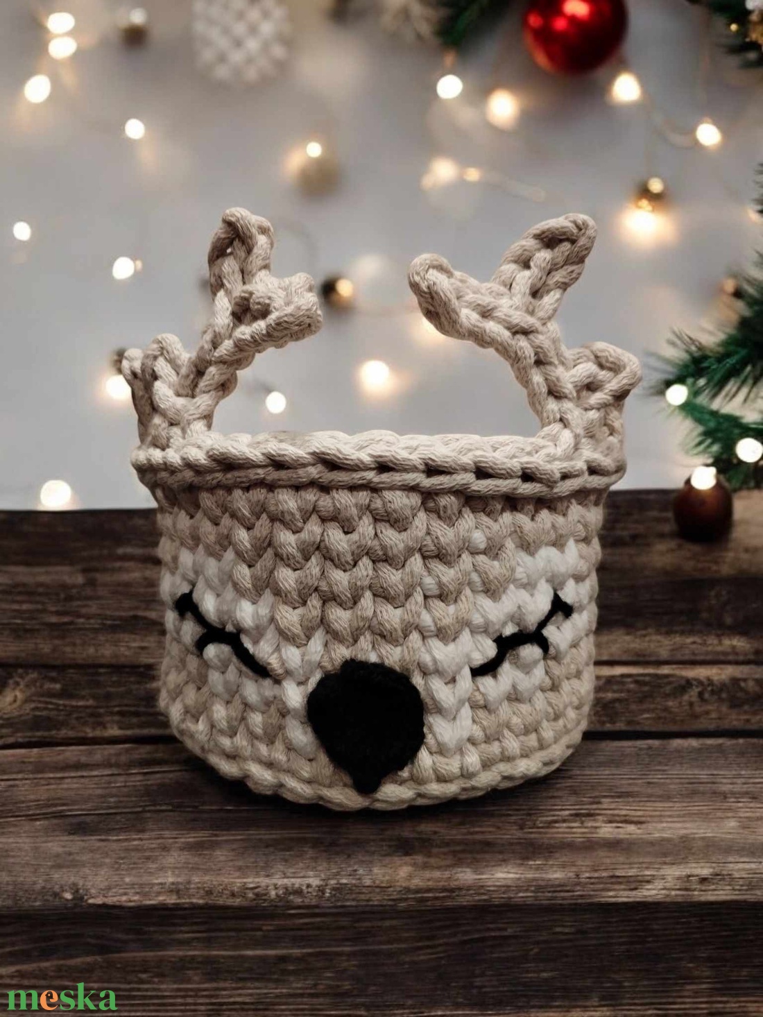 Réni horgolt karácsonyi tároló - karácsony - karácsonyi lakásdekoráció - Meska.hu