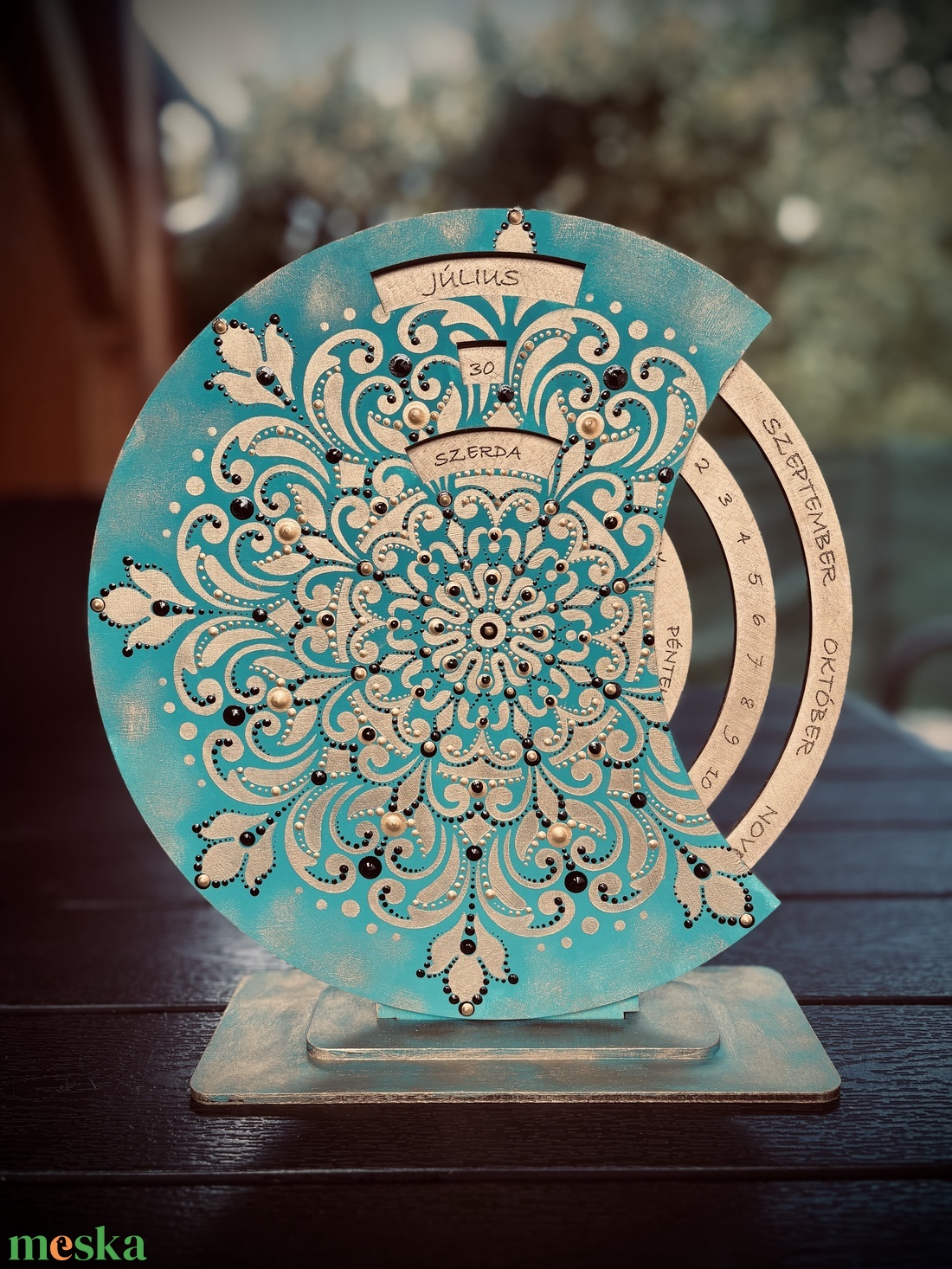 Öröknaptár - Mandala - Türkiz-arany-fekete - otthon & életmód - dekoráció - spiritualitás - mandala - Meska.hu